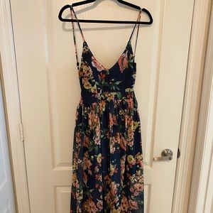 Pink Lily Maxi Navy Floral Dress